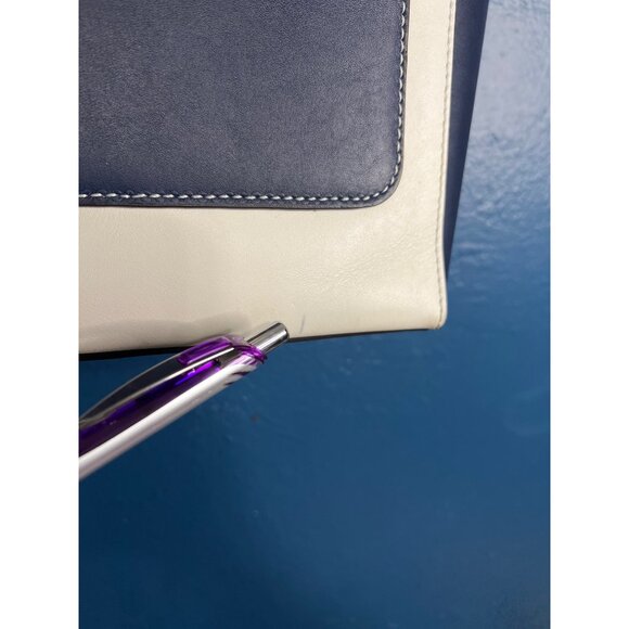 Dooney & Bourke Blue & White Leather Bucket Shoulder Bag - Picture 10 of 13